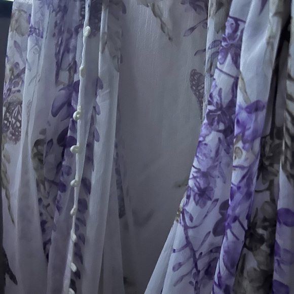 L'ATISTE Purple Floral Butterfly Long Sleeve Dress SUGAR POPPED - Picture 3 of 6